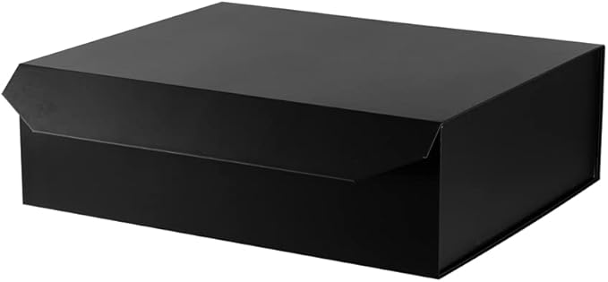 Black Extra Large Gift Box with Lid 1 Pcs 19x16x6 Inches, Gift Box large Black Gift Boxes for Presents Clothes Robe Wedding Dress Sweater,Reusable Foldable Bridesmaid Proposal Box（Matte）
