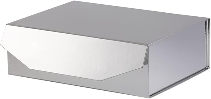 1Pcs 13x9x4 Inches Silver Gift Boxes with Lids for Presents Magnetic gift box large Gift Box for Bridesmaid Proposal，Groomsman (Glossy Silver)
