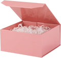 1 Pcs Pink Magnetic Gift Box 8x8x4 Inch with Crinkle & Shredded Paper, Luxury Lid Gift Box for Presents