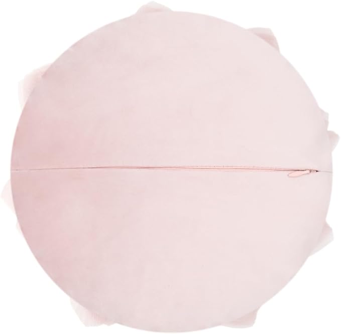 Handmade 3D Flower Throw Pillow Cover Blush Pink Decorative Floral Accent Pillow Case Cute Round Velvet Cushion for Bed Couch Car Chair Bedroom Boho Farmhouse Home Decor Gift 12Inch Rose Gold