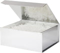 6 Pcs Silver Gift Box Large 13x11x5.3 Inch Silver Large Gift Box with Crinkle Paper Magnetic Box with Shredded Paper Luxury Gift Boxes with Lids for Presents