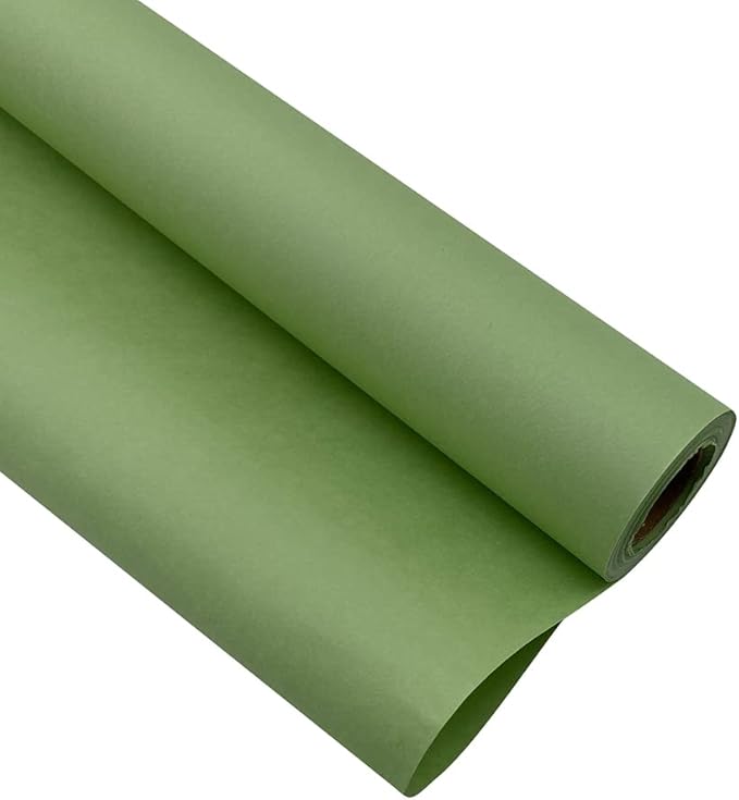 FWSA WRAPS Korean Flower Wrapping Paper Roll Green Matte Bouquet Wrap Florist Paper, 105G Thicken waterproof DIY Art Packaging Kraft Paper 23.23 x 288 inches (Color 11 (Matcha Green))
