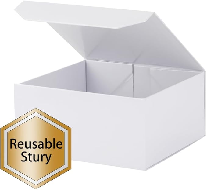 1 Pcs White Gift Box Large 13x11x5.3 Inch Large Black Gift Box Large Magnetic Gift Box with Crinkle Paper White Large Gift Box with Shredded Paper Luxury Gift Boxes with Lids for Presents