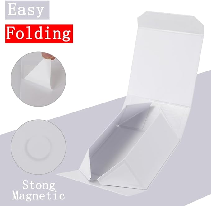 6 Pcs Small White Gift Box 8x8x4 Inch Magnetic Gift Box with Crinkle Paper Luxury Gift Boxes for Presents