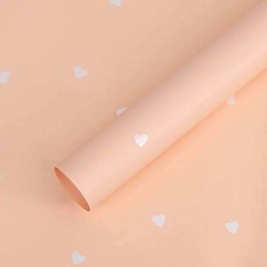 20 Sheets Solid Color Love Heart Flower Wrapping Paper,Waterproof Florist Bouquet Paper,DIY Crafts, 22.8x22.8 inch(Champagne White)