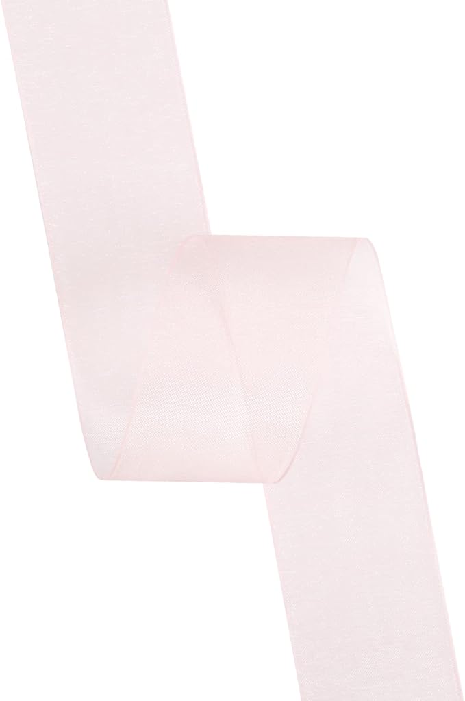 1-1/2 Inch Pink Shimmer Sheer Organza Ribbon Sheer Chiffon Ribbon 50 Yards-Roll Multiple Colors Available for Gift Wrapping Wedding Events Christmas Décor