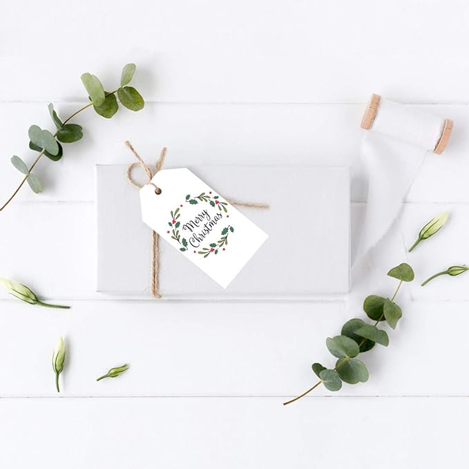 Andaz Press Christmas Holiday Season Classic Gift Tags, Merry Christmas to from Classic Favor Tags, Christmas Holly Wreath Design, for Holiday Events, Parties, and Favors, 60-Pack