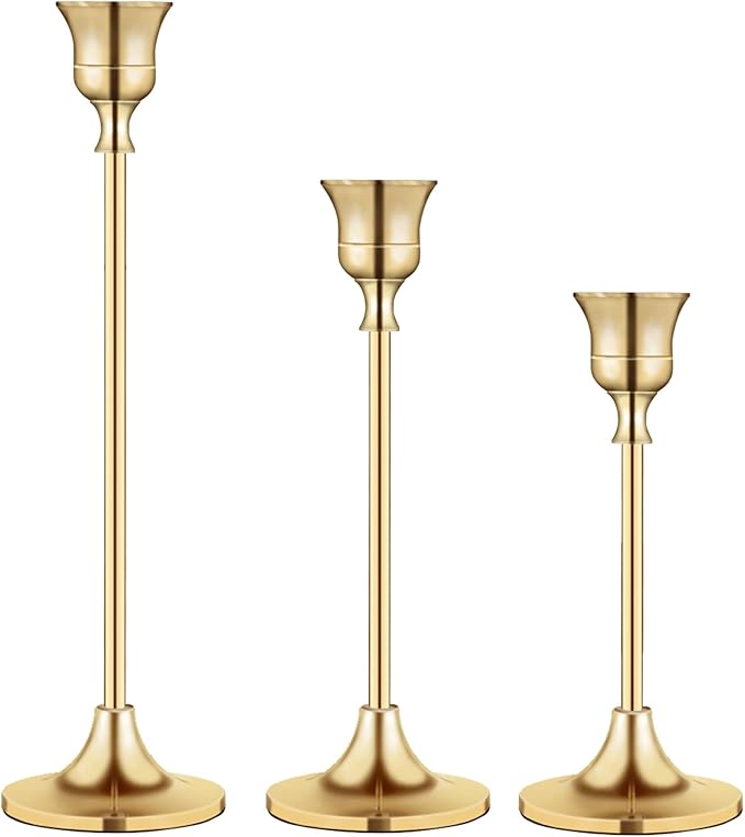 Candlestick Holders,Taper Candle Holder for Candlesticks Gold Brass Vintage Candle Stick Candle Holder Candelabra Candle Holder for Fireplace Party Dining Home