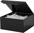 1 Pcs 6x6x3 Inch Black Magnetic Gift Box Small Magnetic Box with Crinkle Paper Black Small Gift Box with Shredded Paper Luxury Gift Boxes with Lids for Presents