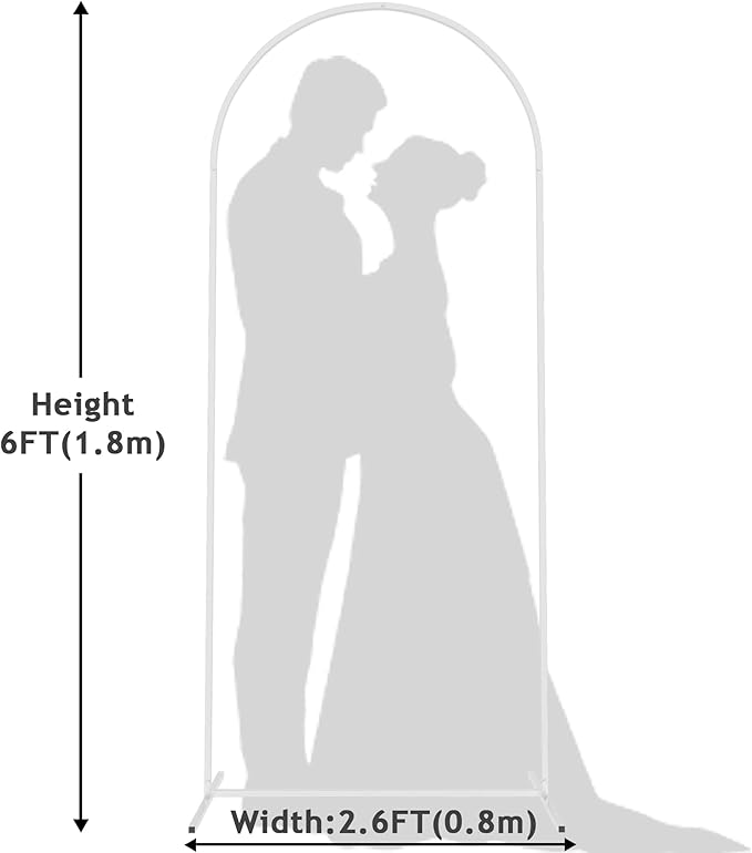 Wokceer Wedding Arch Backdrop Stand, 6 FT Square White Metal Arch Backdrop Stand for Wedding Ceremony Photo Booth, Outdoor Indoor Birthday Party, Garden Floral Balloon Arch Decoration