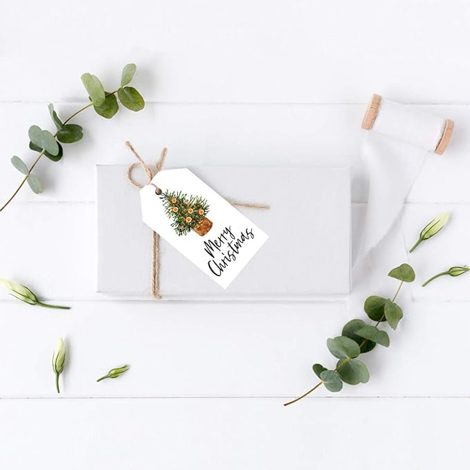 Andaz Press Christmas Holiday Season Classic Gift Tags, Merry Christmas to from Classic Favor Tags, Citrus Christmas Tree Design, for Holiday Events, Parties, and Favors, 60-Pack