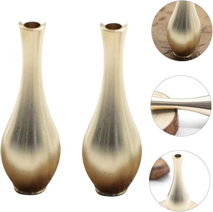TOYANDONA 2pcs Mini Brass Vases Small Decorative Flower Containers for Table Wedding Living Office Modern Chic Design Easy to Clean Stylish Home Decor
