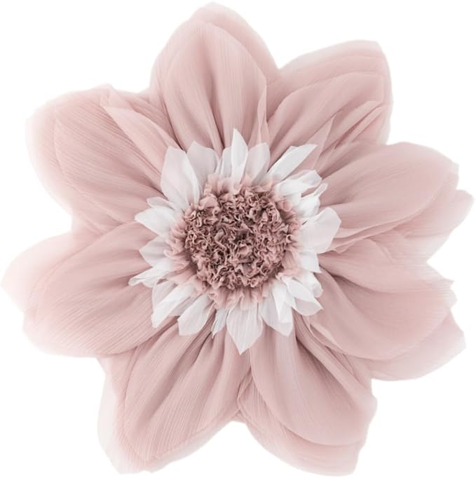 Handmade 3D Flower Throw Pillow Cover Blush Pink Decorative Floral Accent Pillow Case Cute Round Velvet Cushion for Bed Couch Car Chair Bedroom Boho Farmhouse Home Decor Gift 12Inch Rose Gold