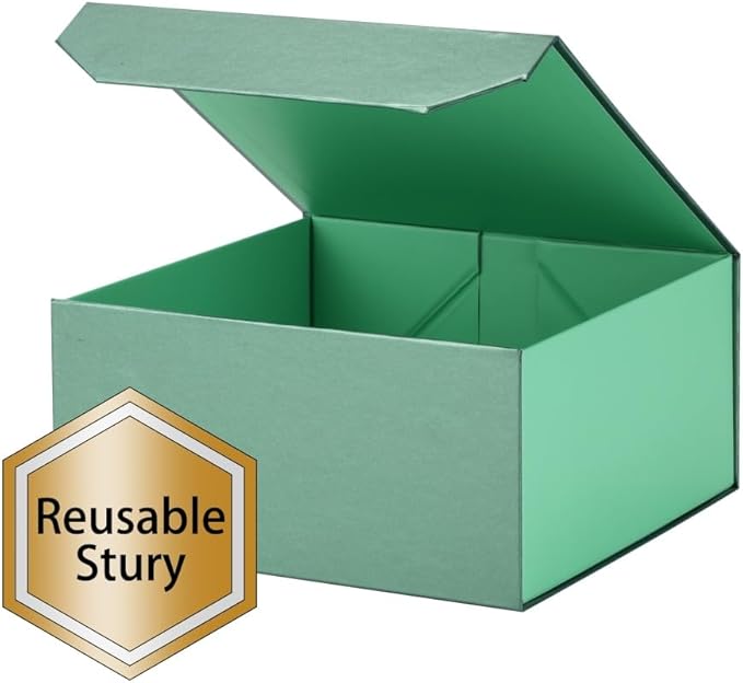 1 Pcs Green Gift Box Large 13x11x5.3 Inch Large Black Gift Box Large Magnetic Gift Box with Crinkle Paper Green Large Gift Box with Shredded Paper Luxury Gift Boxes with Lids for Presents