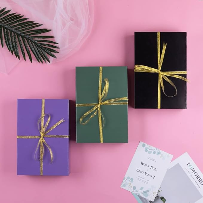 5 Pack Purple Gift Boxes with Lids Small 12 x 8 x 2.7 Inches Clothes Gift Boxes for Presents Shirt Gift Boxes with Ribbon Magnetic Gift Boxes Bulk Cute Box for Packaging (Glossy Surface)