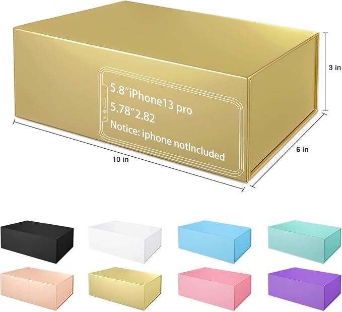 Gold Gift Boxes 10"x6"x3" with Magnetic Closure Lid Gift Boxes for Presents,Bridesmaid Gifts Box,Cute Box,Luxury for Gift Packaging, Magnetic Gift Box for Wrapping Gifts (Gold/5PCS)