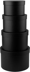 Briful Round Gift Boxes with Lids Set of 4 Black Gift Boxs Assorted Sizes Nesting Gift Boxes for Presents Birthday Bridesmaid Wedding Valentines Christmas Party Favor