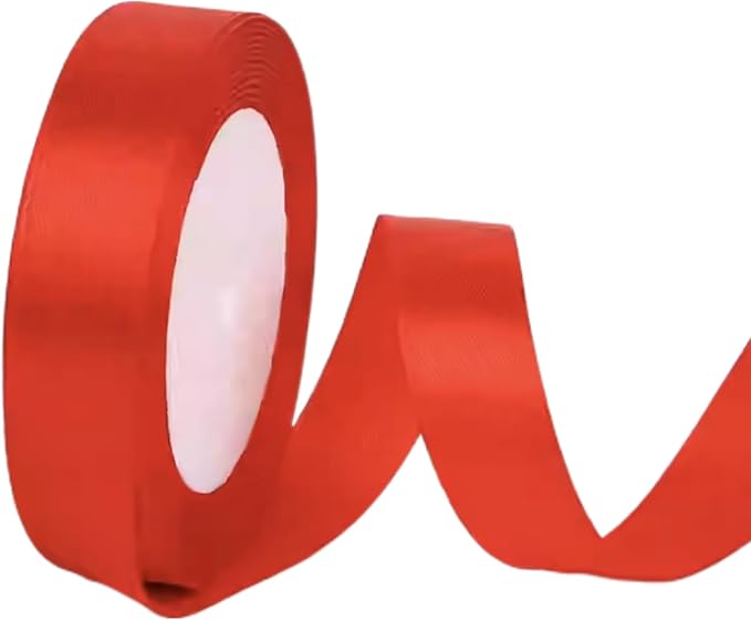 1 Inch Red Satin Ribbon, 22 Yards Double Faced Fabric Ribbons for Gift Wrapping, Bouquet, Garland, Bowknot, Hair, Crafts, Balloons, Party Decoration