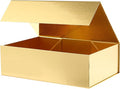 Christmas Large Gift Box with Lid 13.5x9x4.1 Inches, Gold Groomsman Proposal Gift Box with Magnetic Closure for All Occasion(Glossy Gold)
