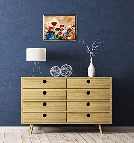 Wieco Art Framed Wall Art Blooming Poppies Canvas Prints Wall Art Colorful Flowers Pictures Paintings for Living Room Bedroom Bathroom Home Decorations Floral Giclee Artwork