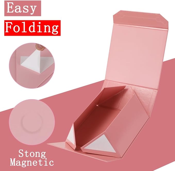 Pink Gift Box - Large (13x11x5.3 Inch) - Magnetic - With Crinkle Paper - Luxury - For Presents