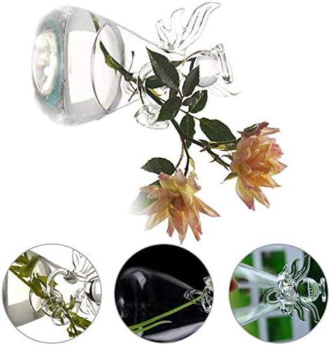 Pack of 5 Angel Design Glass Vases Clear Flower Plant Terrarium Container Hanging Vase Wedding Decor Garden Ornaments Hanging Planter