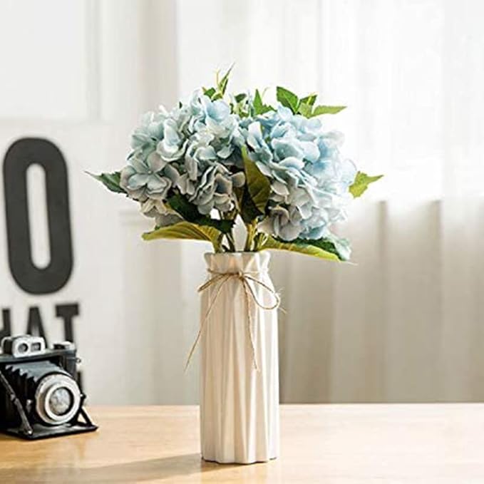 Ceramic Flower Vase Modern Home Decor Vases for Centerpieces White Minimalist Farmhouse 9.5" H x 3.9" W Cute Decorative Vases Flowers Tulip Pampas Grass Vase for Table Bathroom Shelf