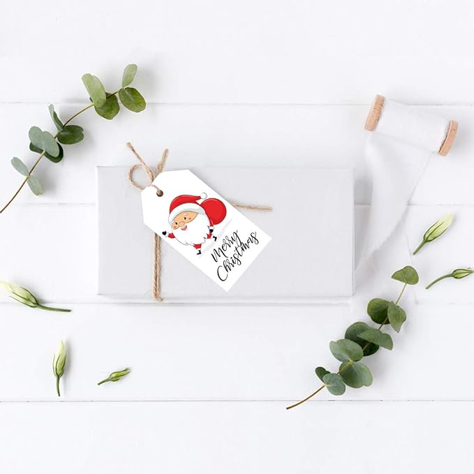 Andaz Press Christmas Holiday Season Classic Gift Tags, Merry Christmas to from Classic Favor Tags, Santa Claus with Christmas Sack Design, for Holiday Events, Parties, and Favors, 60-Pack