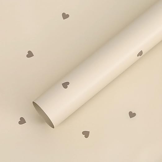 20 Sheets Solid Color Love Heart Flower Wrapping Paper,Waterproof Florist Bouquet Supplies,DIY Crafts,Gift Packaging or Gift Box Packaging, 22.8x22.8Inch (Milk Tea)