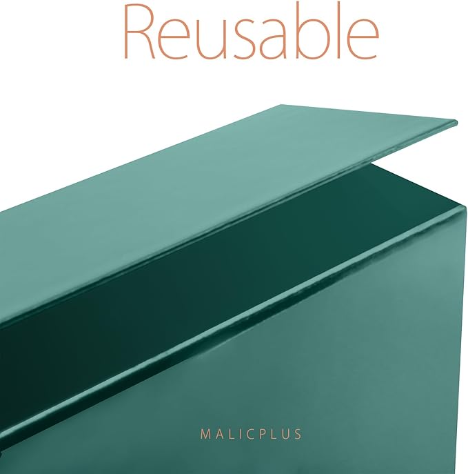 6 Christmas Large Gift Boxes with Lids 13.5x9x4.1 Inches, Green Groomsmen Proposal Gift Boxes with Magnetic Closure for Father's Day or All Occasion (Glossy Green)