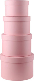 Briful Round Gift Boxes with Lids Set of 4 Pink Gift Box Assorted Sizes Nesting Gift Boxes for Presents Birthday Bridesmaid Wedding Valentines Christmas Party Favor Boxes