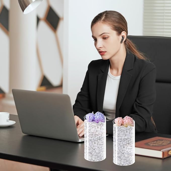 48 Pack Plastic Cylinder Vases, 4 6 8 10 Inch Tall Acrylic Cylinder Clear Flower Vase Set Bulk Glass Like Large Round Plastic Vases for Centerpiece Wedding Home Office