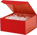 6 Pcs Small Red Gift Box 8x8x4 Inch Magnetic Box with Crinkle Paper Red Small Gift Box with Shredded Paper Luxury Gift Boxes with Lids for Presents