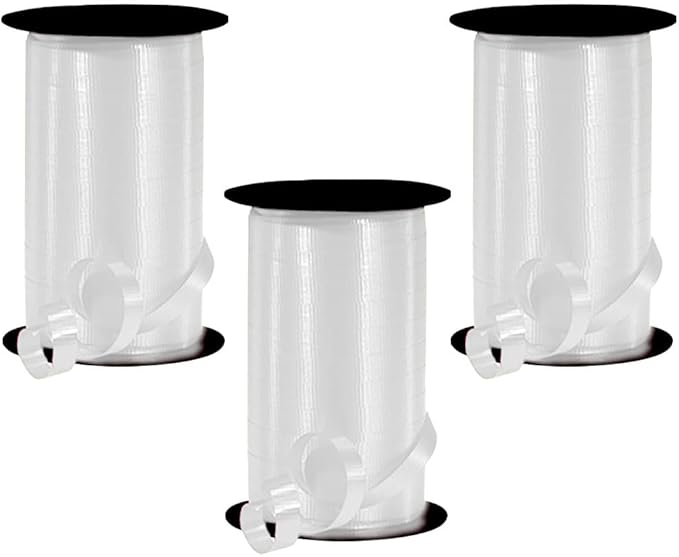 PMU Curling Ribbon - Crimped Texture Curling Ribbons for Gift Box Wrapping, Florist Flowers, Birthday Party Decorations, Festival Art Craft & Christmas Décor - White 3/8 Inch X 250 Yards, Pkg/3