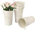 5 PCS 8 Inch Tall Rustic Galvanized Flower Vases, Farmhouse French Buckets for Beautiful Floral Arrangements, Home Decor or Weddings and Events
