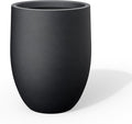 Kante Tall Concrete Planter, 21.7-Inch Height Black Large Indoor Outdoor Plant Pot with Drainage Hole for Patio Garden Home, Modern Decor for Flowers and Tree