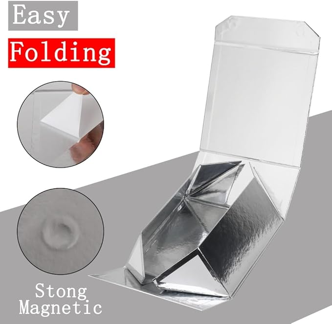 1 Pcs 6x6x3 Inch Silver Magnetic Gift Box with Crinkle Paper Silver Small Gift Box with Shredded Paper Luxury Gift Boxes with Lids for Presents