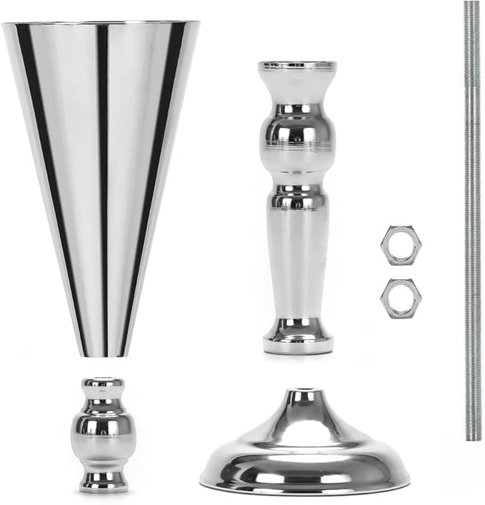 10pcs Tabletop Metal Wedding Flower Trumpet Vase Wedding Centerpiece Flower Vase for Wedding Event Decoration Living Decor Party Decor (Silver, 10×L)