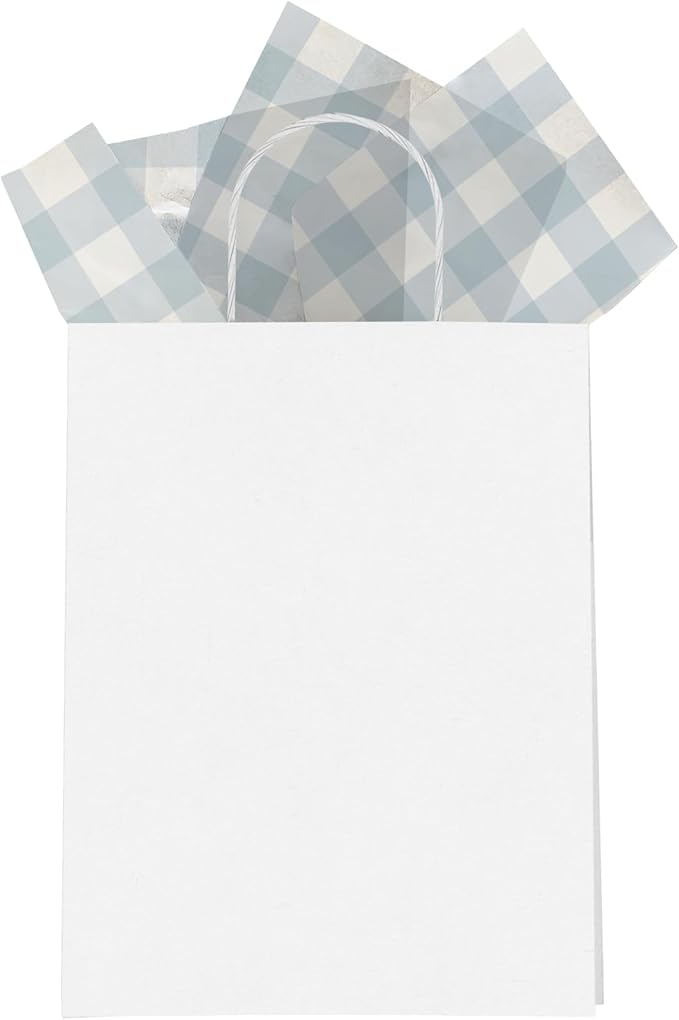 Pro Supply Global Blue Gingham Printed Tissue Paper for Gift Bags or Boxes and Wrapping - Checkered Bulk Decorative Art Tissue Paper for Packaging and Gifting | 24 Sheets 20" x 30"