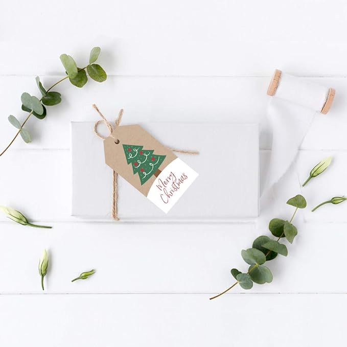 Andaz Press Christmas Holiday Season Classic Gift Tags, Merry Christmas to from Classic Favor Tags, Christmas Tree Design, for Holiday Events, Parties, and Favors, 60-Pack