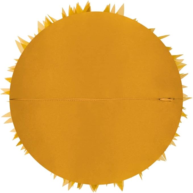 Mustard Yellow Flower Round Throw Pillow Handmade Cute Elegant 3D Sunflower Pillow Boho Farmhouse Decorative Accent Cushion with Insert for Bed Couch Car Living Room Bedroom Home Decor 12Inch
