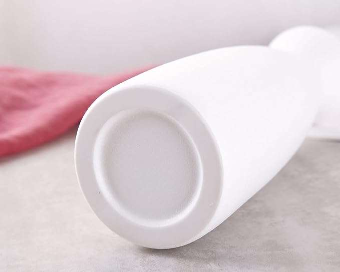 WHJY 8 inch Nordic White Minimalist Matte Handmade Ceramic Vases, Japanese Zen Stoneware Flowerware, Floral Decorations, for Living Room, Study, Bedroom, Balcony, Bar - Tall White