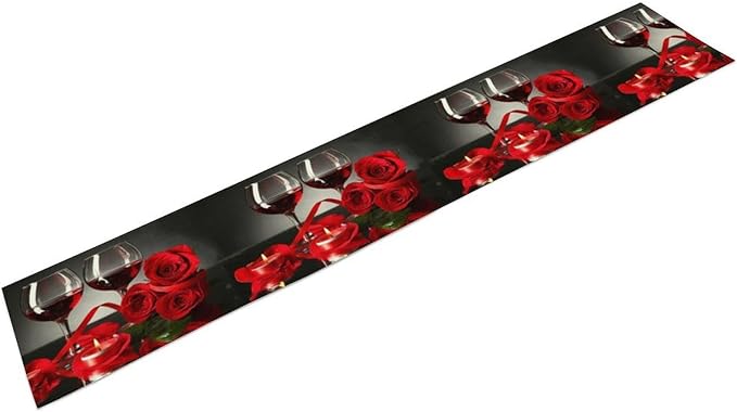 Retro Rose Red Wine Grape Print Table Runner,Table Dresser Runner, Kitchen Dining Table Runners for Indoor Outdoor Holiday Decor 13x60 Inch