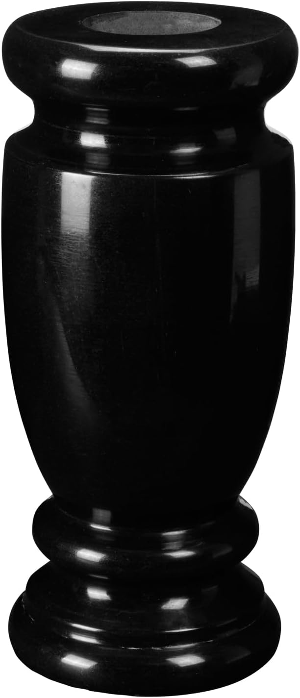 Black Granite Cemetery Vase for Grave Markers,Headstone Memorial Flower Holder