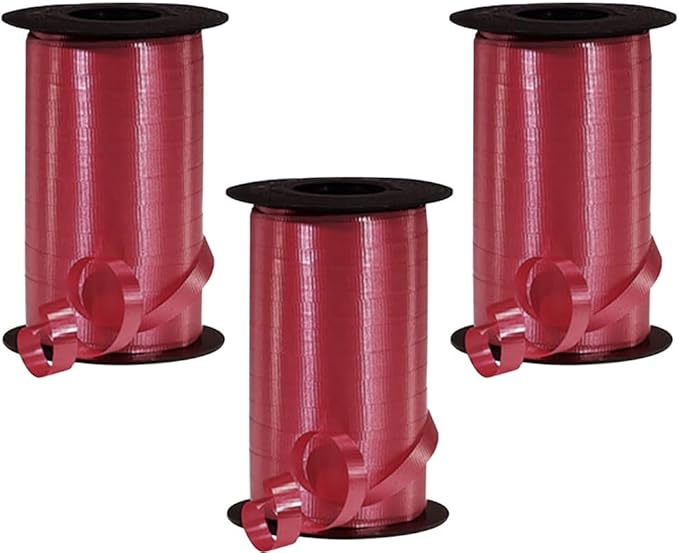 PMU Curling Ribbon - Crimped Texture Curling Ribbons for Gift Box, Birthday Party Decorations, Festival Art Craft & Christmas Décor - Burgundy Marsala 3/8 Inch X 250 Yards, Pkg/3