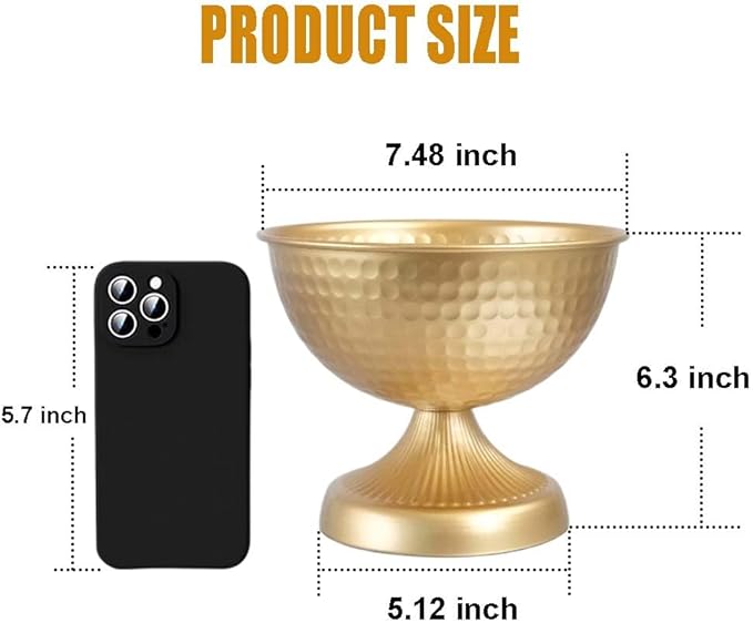 6.5 inch 8 pcs Brass Vase Bowl Gold Centerpieces for Tables Wedding Party Event Gold Accent Decorative Bowl Vintage Style