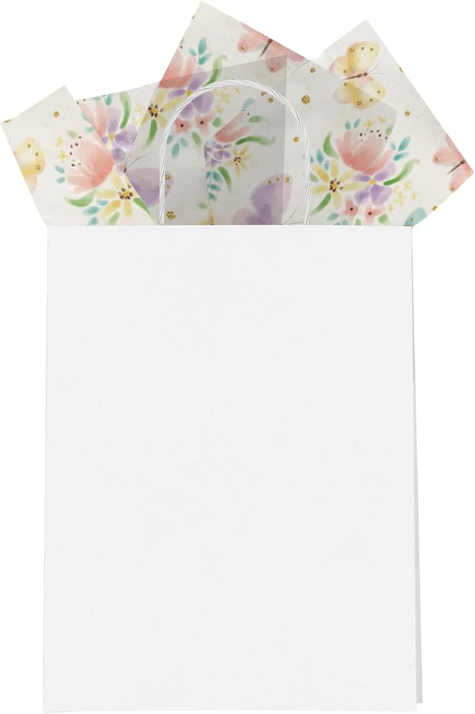 Pro Supply Global Butterflies Printed Tissue Paper for Gift Bags or Boxes and Wrapping - Spring Floral Bulk Decorative Art Tissue Paper for Packaging and Gifting | 24 Sheets 20" x 30"