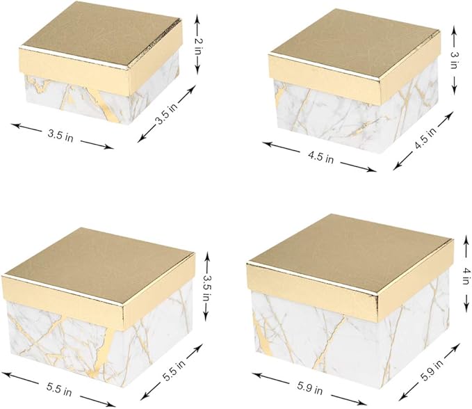 Briful Square Gift Boxes with Lids Set of 4 White Gift Box Assorted Sizes Nesting Gift Boxes for Presents Birthday Bridesmaid Wedding Valentines Christmas Party Favor Boxes