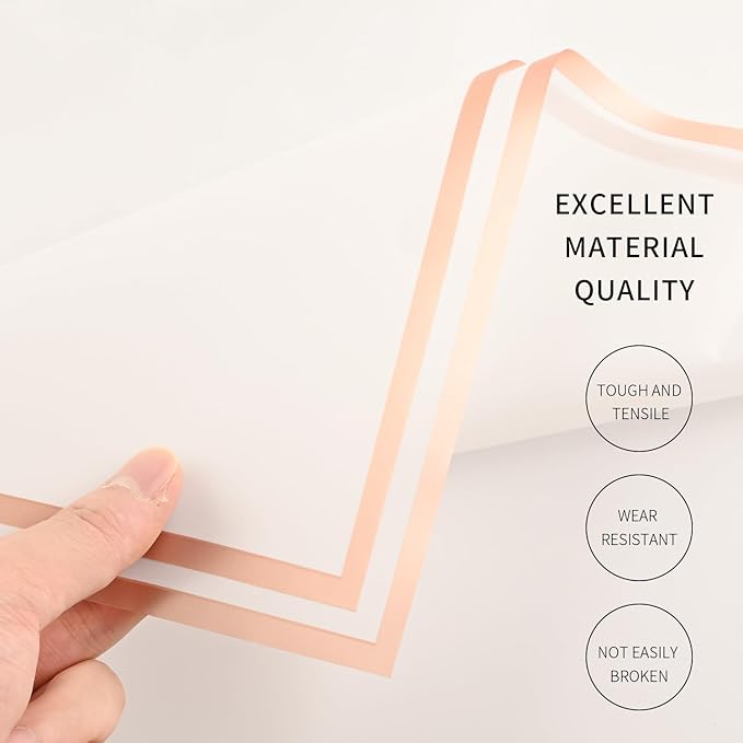 Bupduq 30 Sheets white Gold Edge Flower Bouquet Wrapping Paper，Florist Supplies Waterproof Floral Bouquet Wrapping Paper Bouquet Accessorie，Flower Shop Packaging Pape for DIY Gift Wedding Birthday