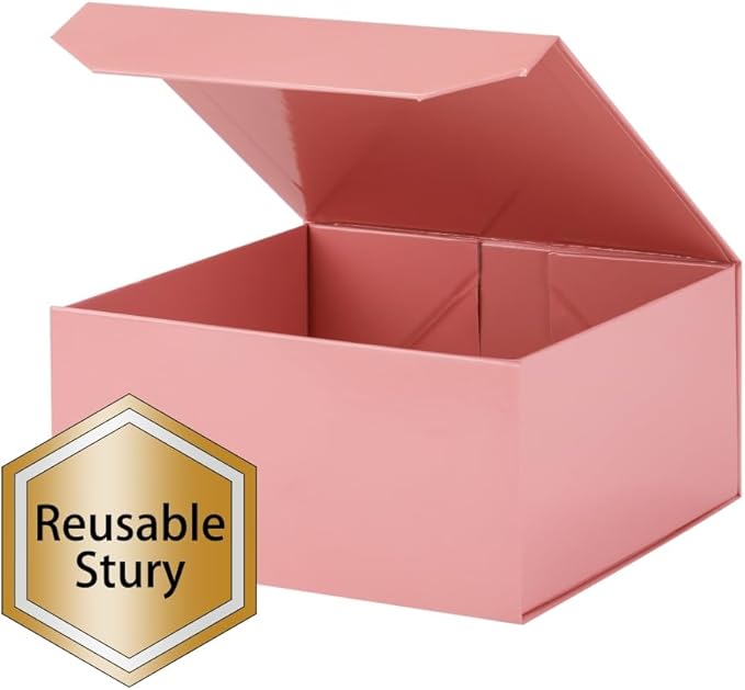 Pink Gift Box - Large (13x11x5.3 Inch) - Magnetic - With Crinkle Paper - Luxury - For Presents